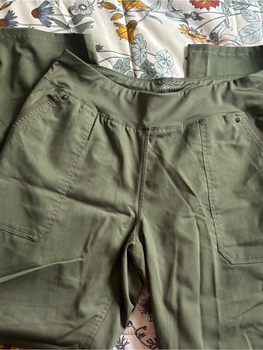 Olive Green Healing Hands Yoga Scrub Pants